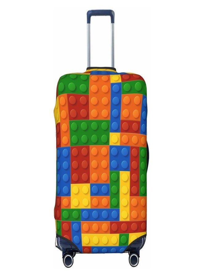 Worltoldb Building Blocks Travel Luggage Cover Polyester Suitcase Protector Washable Baggage Covers Fits 22-24 Inch - Image 1